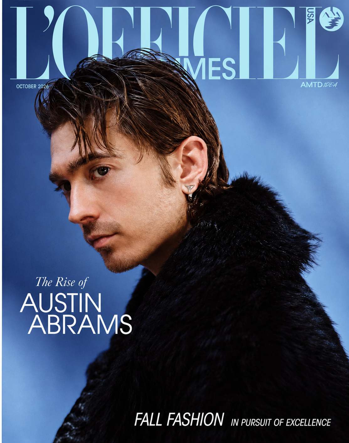Austin Abrams en la portada editorial de L'Officiel USA