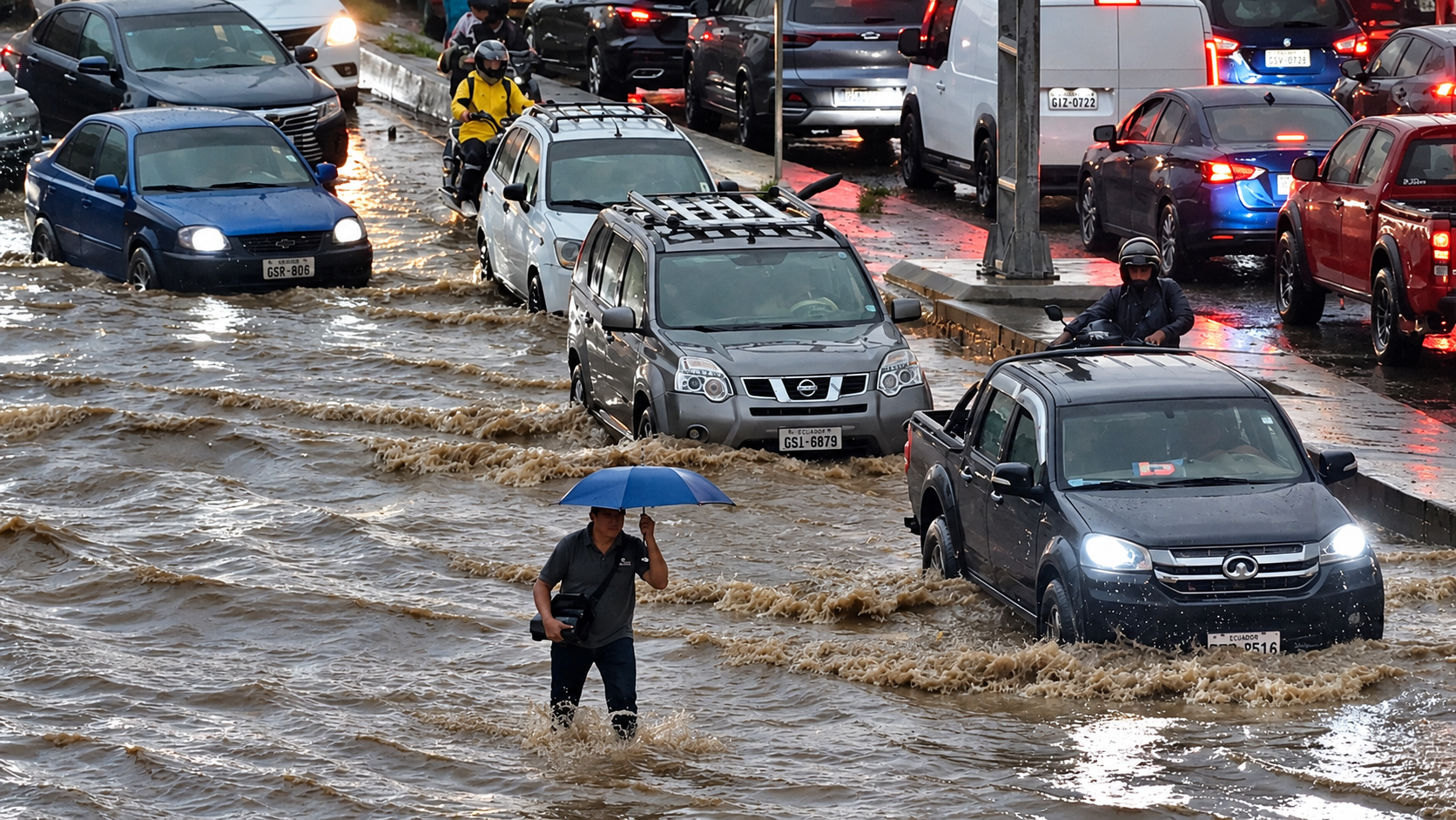 Guayaquil enfrenta una emergencia por lluvias extremas: 66 sectores inundados y decenas de incidentes